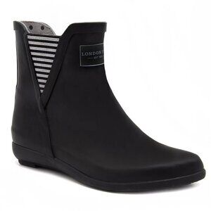 LONDON FOG - LFW-PICCADILLY BLACK RAIN BOOTS CHELSEA SIZE 8